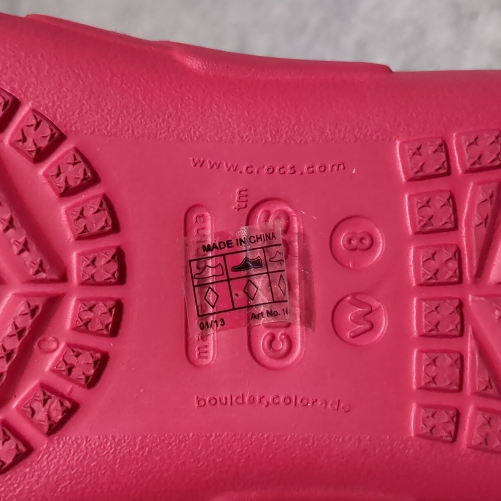 Crocs pink thong flip flop sandals women's size 8 - Picture 5 of 6